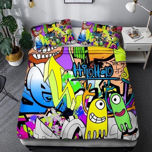 Parure De Lit Pour Enfant Avec Motif Graffiti Hip-Hop En Microfibre... on Productcaster.