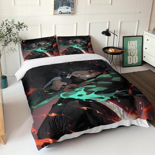 Bedding Pi¿¿Ces Demon Slayer Housse De Couette D Imprim¿¿ Avec Taie... on Productcaster.