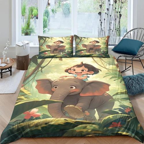 Elephant Housse De Couette En Duvet, Literie Imprim¿¿E D,Fermeture ... on Productcaster.