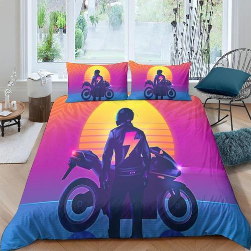 Pi¿¿Ces Parure De Lit D Motorcycle Housse De Couette Avec Taies D'o... on Productcaster.