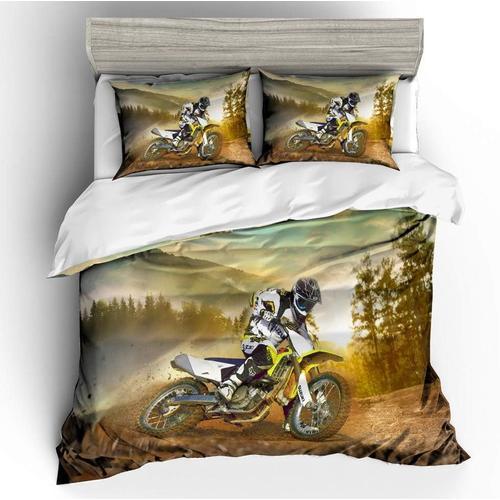 Parure De Lit Motocross Pour Enfant, Housse De Couette Et Taie D'or... on Productcaster.