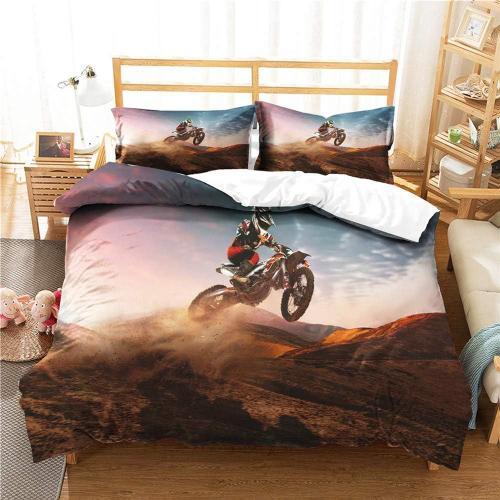 Parure De Lit De Moto D Avec Housse De Couette Et Taie D'oreiller P... on Productcaster.