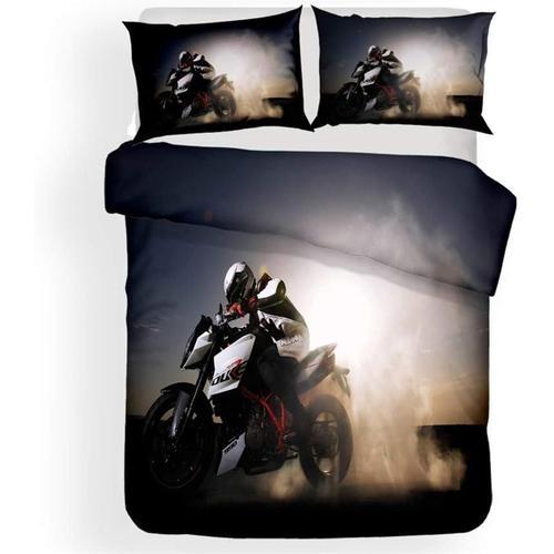 Parure De Lit Avec Impression D Motif Moto - En Microfibre - Housse... on Productcaster.