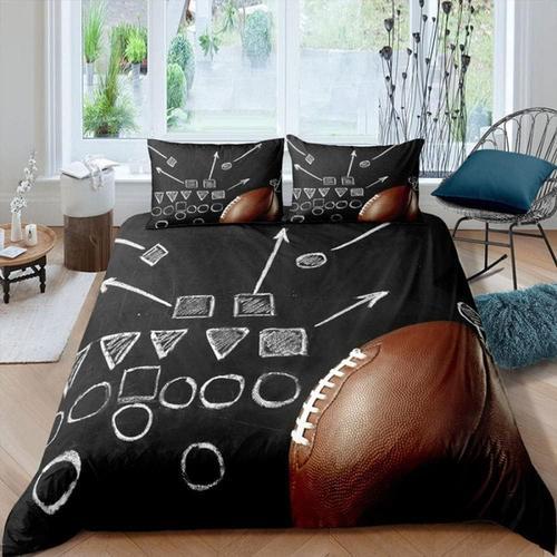 Housse De Couette X Adulte Rugby Noir Parure De Lit X Adulte Literi... on Productcaster.