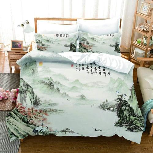 Pi¿¿Ces Parure De Lit Personnes Paysage Chinois D Housse De Couette... on Productcaster.