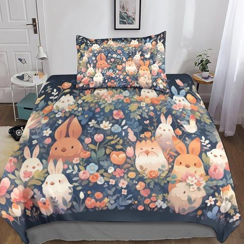 Rabbit D Imprim¿¿ Housse De Couette De Literie Avec Taies D'oreille... on Productcaster.