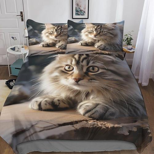 Cats D Imprim¿¿ Parure De Lit Et Taies D'oreiller De Literie Wildli... on Productcaster.