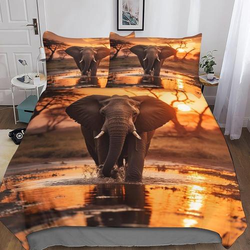 Elephants D Imprim¿¿Ensemble De Literie Parure De Lit Wildlife En M... on Productcaster.