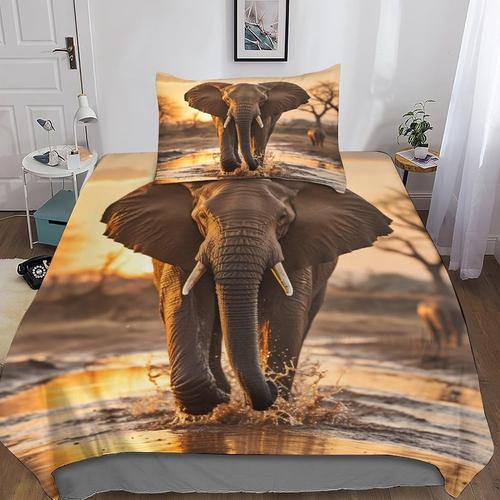 Elephants D Imprim¿¿ Parure De Lit Et Taies D'oreiller De Literie W... on Productcaster.