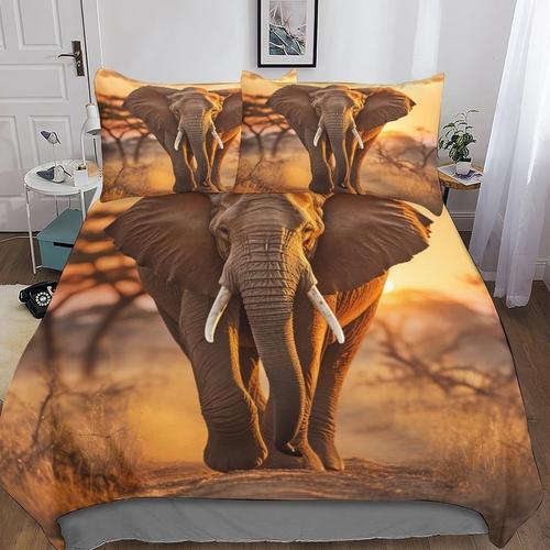 Elephants D Imprim¿¿ Housse De Couette De Literie Avec Taies D'orei... on Productcaster.