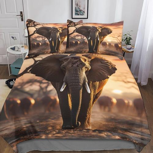 Elephants D Imprim¿¿ Housse De Couette De Literie Avec Taies D'orei... on Productcaster.