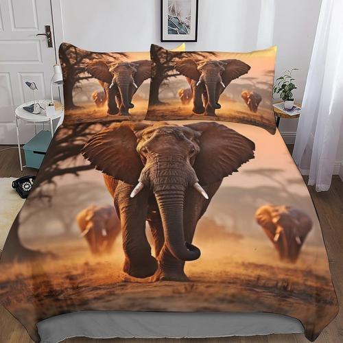 Elephants D Imprim¿¿ Parure De Lit Et Taies D'oreiller De Literie W... on Productcaster.