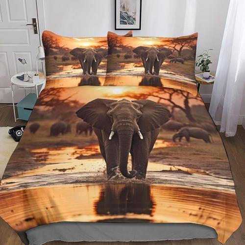 Elephants Parures De Lit,D Imprim¿¿ Housse De Couette De Literie Wi... on Productcaster.