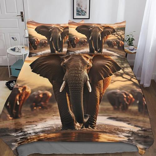 Elephants D Imprim¿¿ Parure De Lit Et Taies D'oreiller De Literie W... on Productcaster.