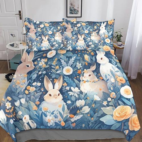 Rabbit Parures De Lit,D Imprim¿¿ Housse De Couette De Literie Wildl... on Productcaster.