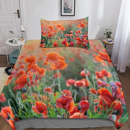 Poppies D Imprim¿¿ Parure De Lit Et Taies D'oreiller De Literie Flo... on Productcaster.