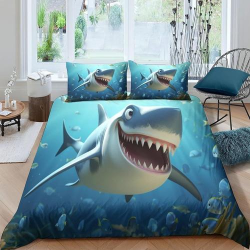 Housse De Couette Abstraite De Requin Taille Queen | Ensemble De Li... on Productcaster.