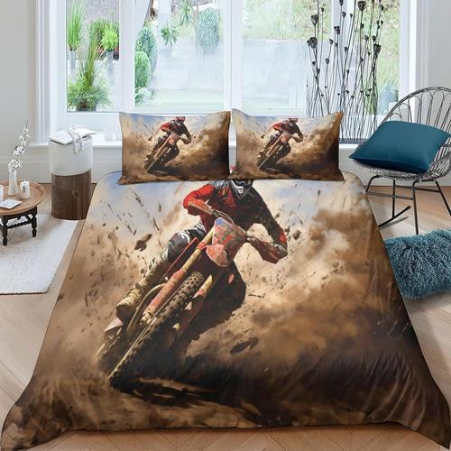 Ensemble De Housse De Couette Avec Impression D De Motocross, Abstr... on Productcaster.