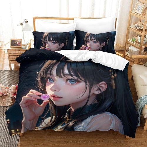 Anime Girl Parure De Lit Pi¿¿Ces Avec Housse De Couette Imprim¿¿E E... on Productcaster.