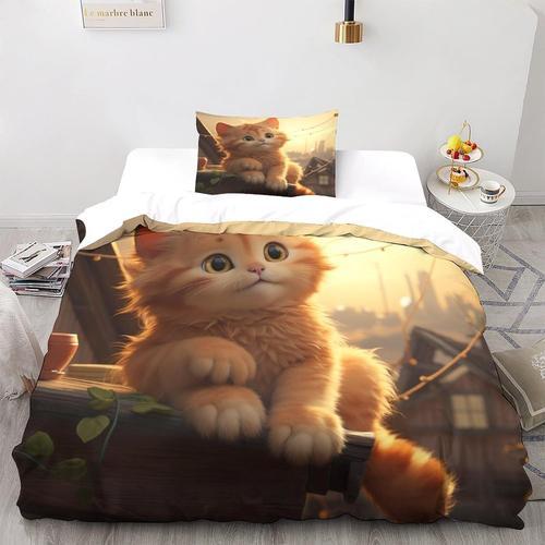 Parure De Lit Avec Motif Animal 3d Imprim¿¿ Chat Mignon, Housse De ... on Productcaster.