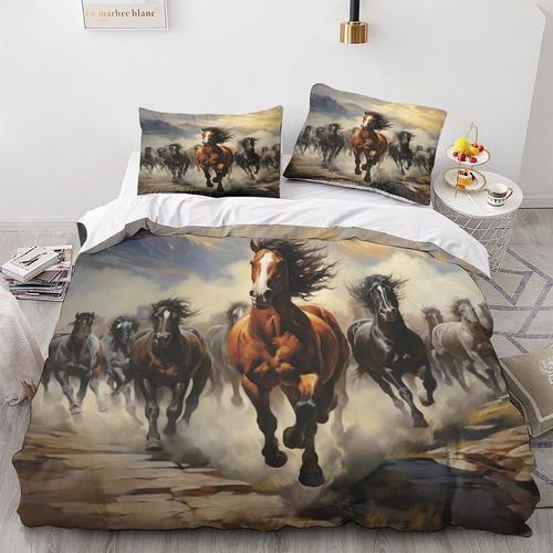 Running Horse Housse De Couette Imprim¿¿E 3d - Cheval Noir - Housse... on Productcaster.