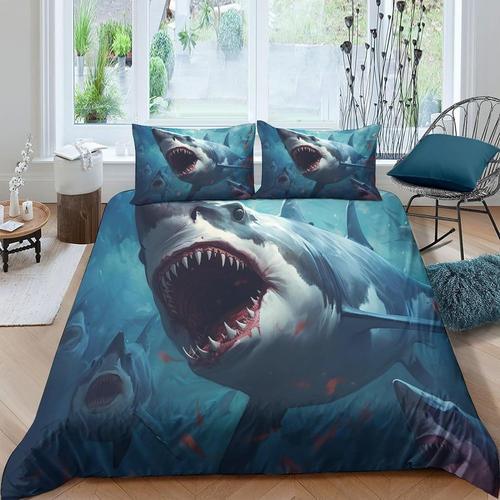 Parure De Lit Compl¿¿Te Avec Motif Requin Sous-Marin, Peinture En A... on Productcaster.