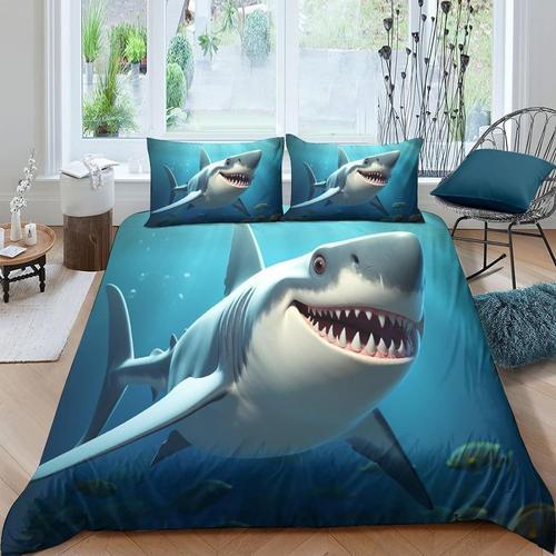 Parure De Lit Compl¿¿Te Avec Motif Requin Sous-Marin, Peinture En A... on Productcaster.