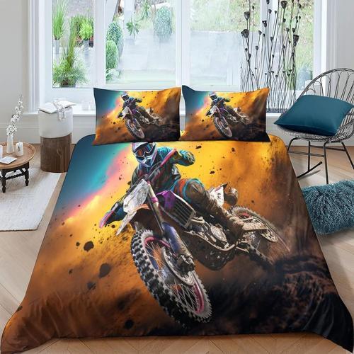 Parure De Lit Avec Housse De Couette Imprim¿¿E Motocross 3d, Abstra... on Productcaster.