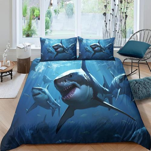 Parure De Lit Avec Housse De Couette Pastel Requin, Style Requin So... on Productcaster.