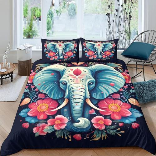 Ensemble De Housse De Couette Color¿¿E D'¿¿L¿¿Phant De Fleurs, Th¿¿... on Productcaster.