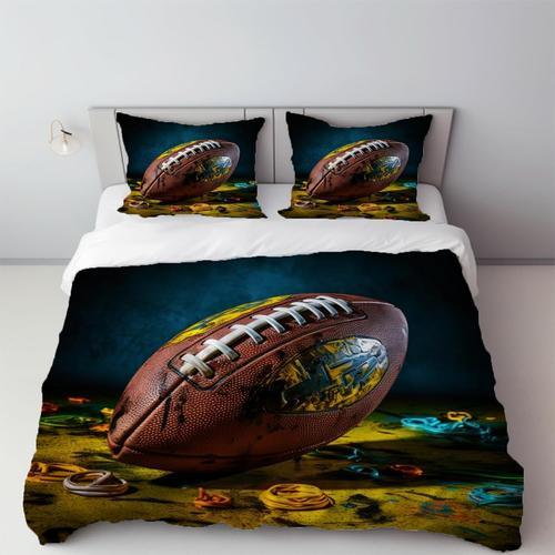 Parure De Lit De Football Pour Lit Double, Pi¿¿Ces, Housse De Couet... on Productcaster.