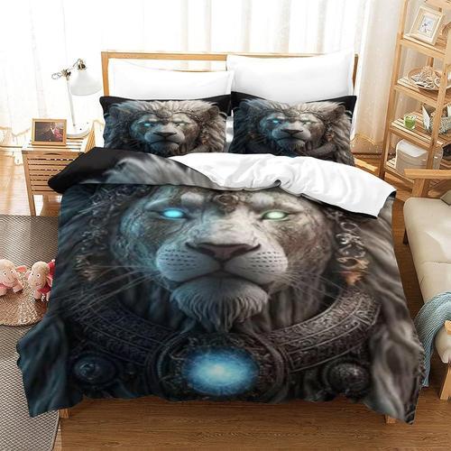 Parure De Lit Lion Avec Housse De Couette Et Taies D'oreiller 3d Im... on Productcaster.