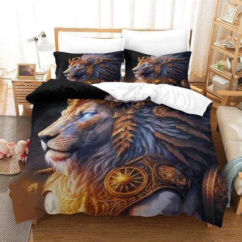 Lion 3d Imprim¿¿ Animaux De La Faune Cr¿¿Atures Housse De Couette H... on Productcaster.