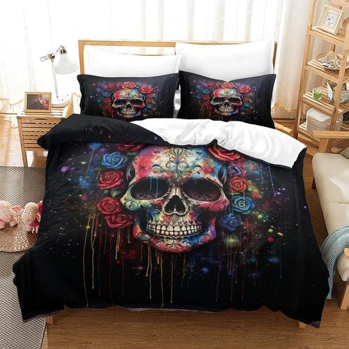 Housse De Couette Gothique Avec Motif T¿ote De Mort 3d Imprim¿¿ Flo... on Productcaster.