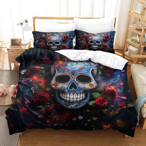 Housse De Couette Gothique Avec Motif T¿ote De Mort 3d Imprim¿¿ Flo... on Productcaster.