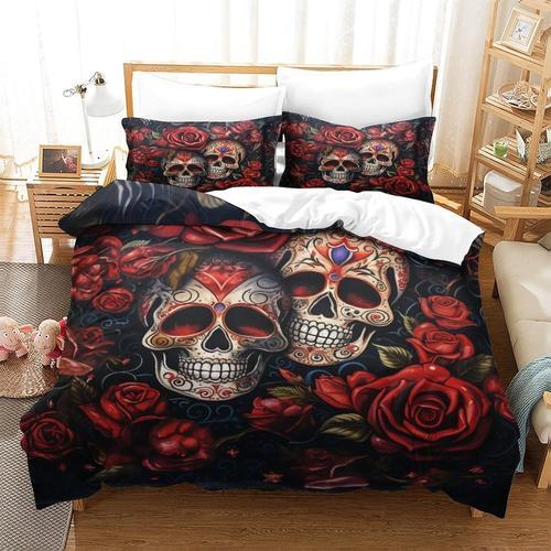 Housse De Couette Gothique Avec Motif T¿ote De Mort 3d Imprim¿¿ Flo... on Productcaster.