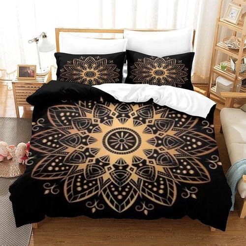 Parure De Lit ¿¿ Imprim¿¿ Mandala Noir Et Dor¿¿ Avec Housse De Coue... on Productcaster.