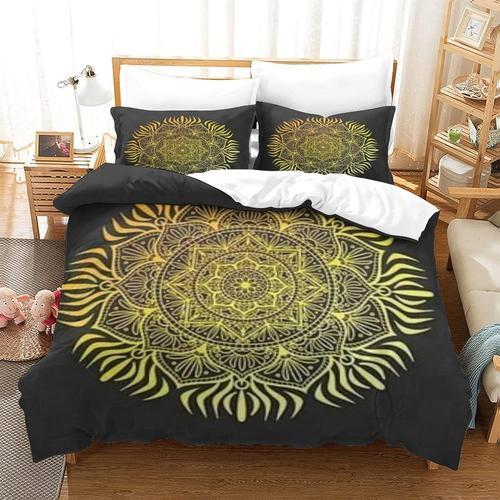 Housse De Couette ¿¿ Imprim¿¿ Mandala Noir Et Or Imprim¿¿ 3densembl... on Productcaster.