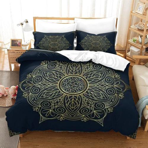 Housse De Couette ¿¿ Imprim¿¿ Mandala Noir Et Dor¿¿ Imprim¿¿ 3dense... on Productcaster.