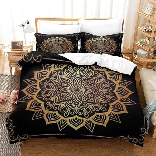 Housse De Couette ¿¿ Imprim¿¿ Mandala Noir Et Dor¿¿ Imprim¿¿ 3dhous... on Productcaster.