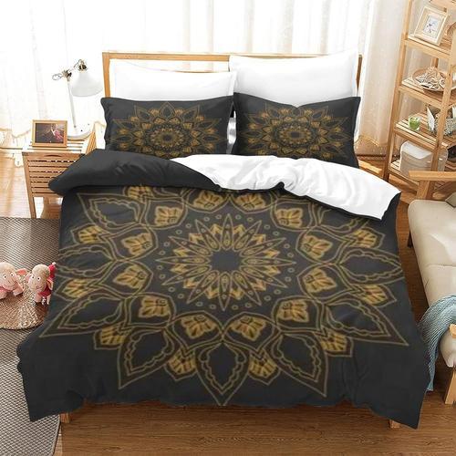 Parure De Lit ¿¿ Imprim¿¿ Mandala Noir Et Dor¿¿ Avec Housse De Coue... on Productcaster.