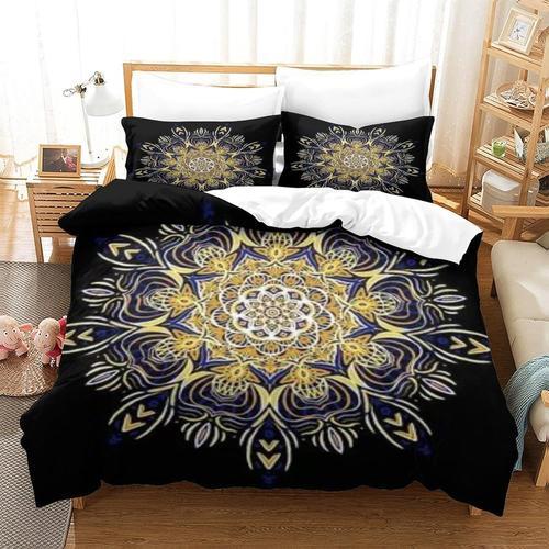 Housse De Couette ¿¿ Imprim¿¿ Mandala Noir Et Dor¿¿ Imprim¿¿ 3dense... on Productcaster.