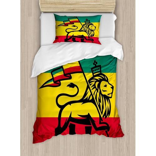 Parure De Lit Rasta, Motif Lion Et Drapeau Rastafari, Thème Jungle ... on Productcaster.