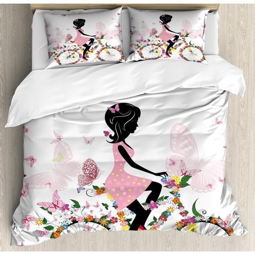 Parure De Lit Avec Housse De Couette En Forme De Vélo, Fille Dans U... on Productcaster.