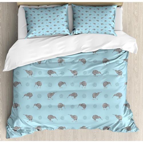 Parure De Lit Avec Housse De Couette Gris Bleu, Oiseaux Kiwis, Anim... on Productcaster.