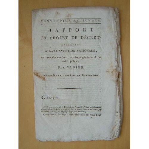 Rapport Et Projet De Décret Présentés À La Convention Nationale, Au... on Productcaster.