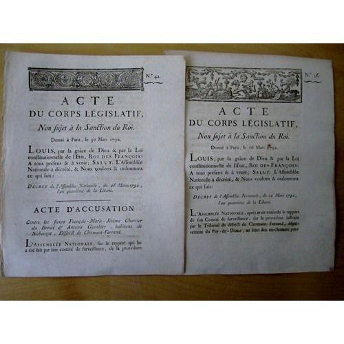 Acte Du Corps Législatif Non Sujet À La Sanction Du Roi. Donné À Pa... on Productcaster.