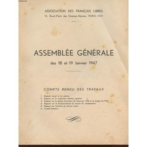 Association Des Francais Libres - Assemblee Generale Des 18 Et 19 J... on Productcaster.