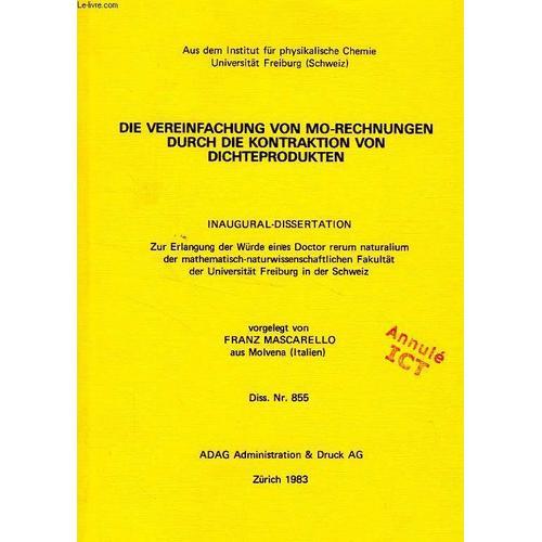 Die Vereinfachung Von Mo-Rechnungen Durch Die Kontraktion Von Dicht... on Productcaster.