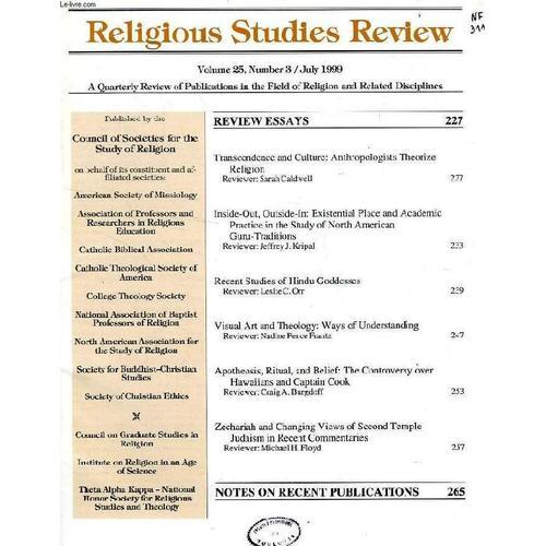 Religious Studies Review, Vol. 25, N° 3, July 1999 on Productcaster.